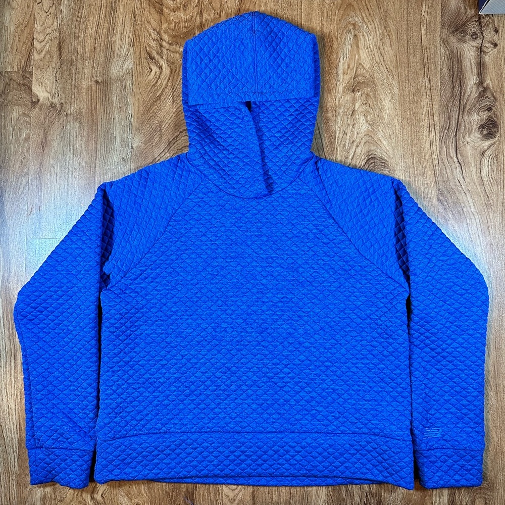 Women’s New Balance Cobalt Blue Heat Loft Quilted Cropped Hoodie Size Medium